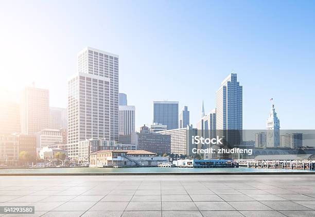 Empty Floor Cityscape And Skyline Of San Francisco At Sunrise Stock Photo - Download Image Now