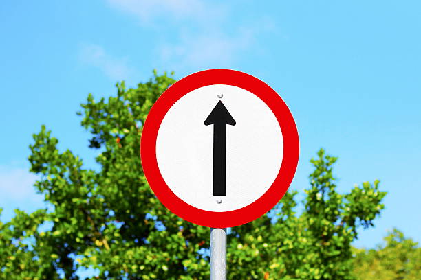 Round red road sign on metal pole. No Entry road-sign