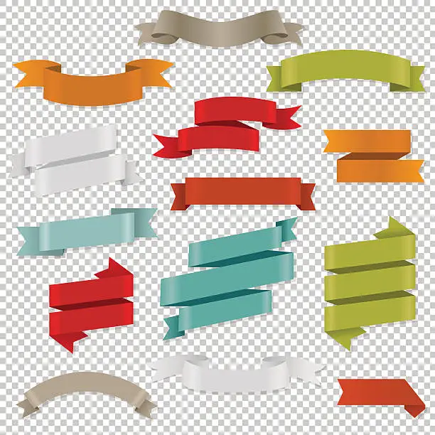 Vector illustration of Colorful Web Ribbons Set