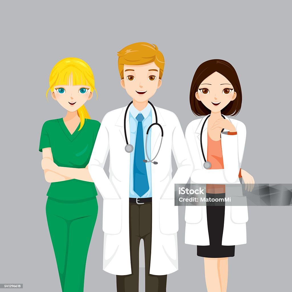 Doctor And Nurse Team Physician, Hospital, Checkup, Patient, Healthy, Treatment, Personnel Adult stock vector