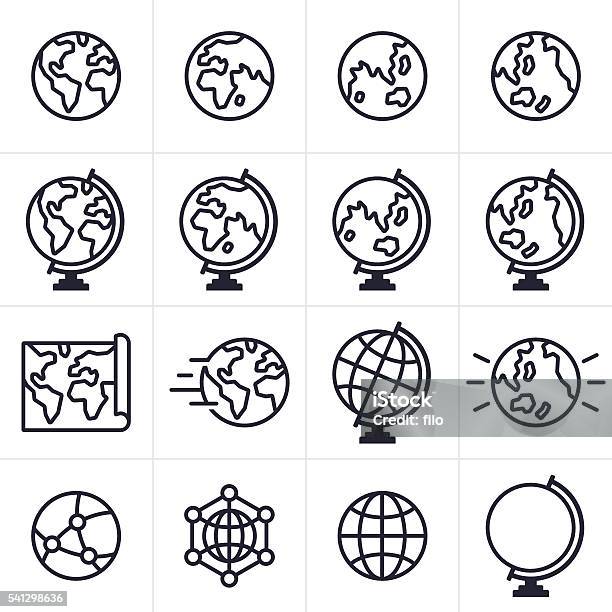 Globe And Earth Icons And Symbols Stock Illustration - Download Image Now - Globe - Navigational Equipment, Icon, Planet - Space