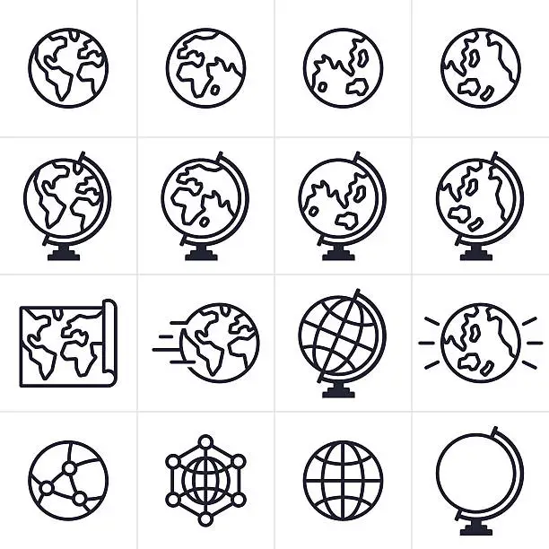Vector illustration of Globe and Earth Icons and Symbols