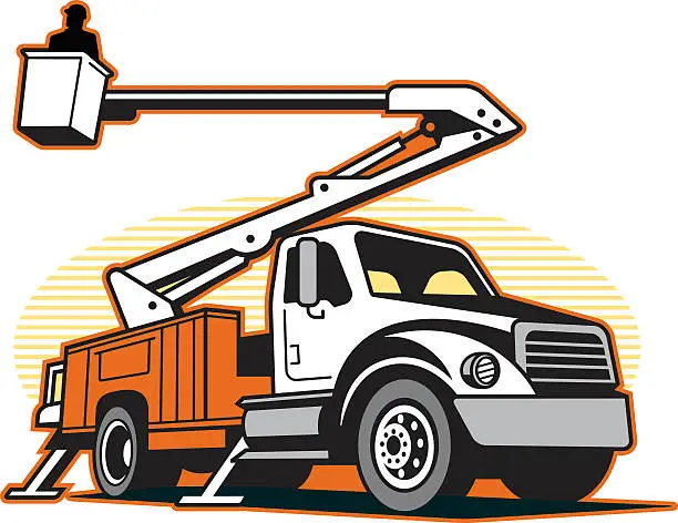 Vector illustration of BUCKET TRUCK