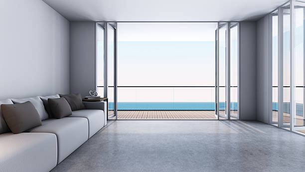 istock Livingroom take sea view - 3D render 541302528
