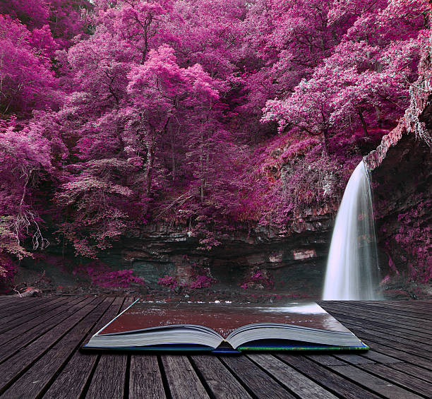 istock Beautiful alternate colored surreal waterfall landscape 541303000