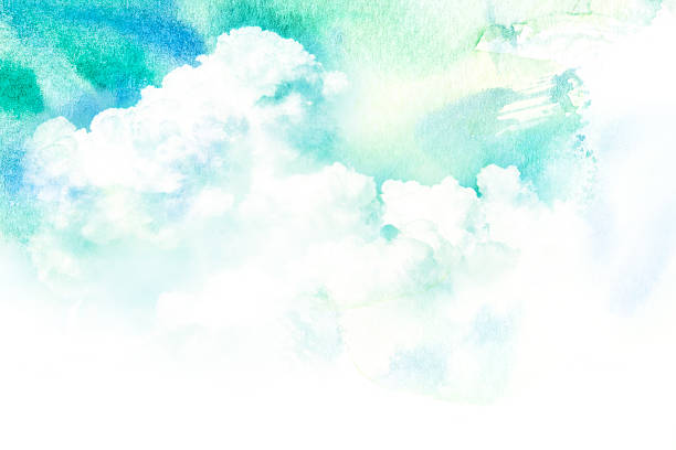 watercolor ilustracja przedstawiająca chmura. - wiatr obrazy zdjęcia i obrazy z banku zdjęć