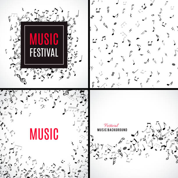 illustrations, cliparts, dessins animés et icônes de comédie musicale abstrait motif uniforme avec des notes sur fond blanc. - music backgrounds musical note sheet music