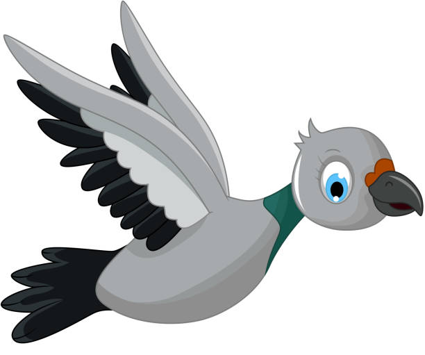 симпатичный птица мультяшный - birdsong bird one animal flying stock illustrations