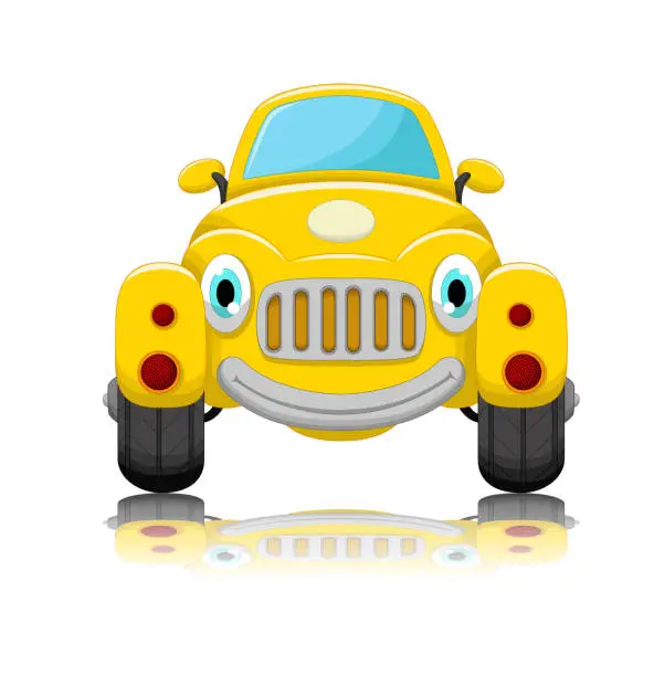 Vector illustration of cute car cartoon