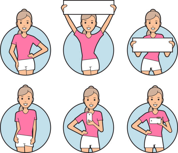 dziewczyna w szorty i biały różowy koszulka - river wear illustrations stock illustrations