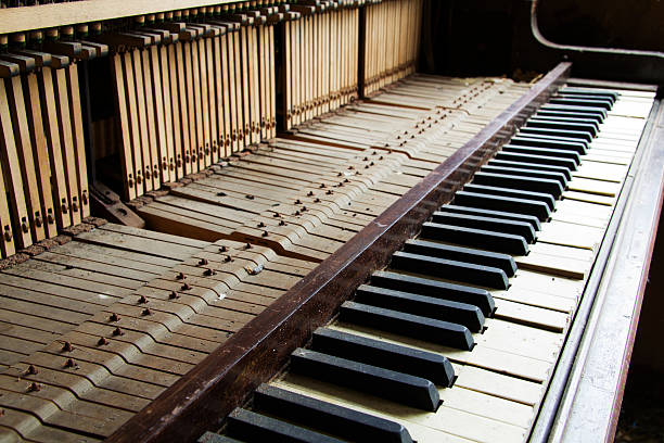 istock Old broken disused piano with damaged keys 541563640
