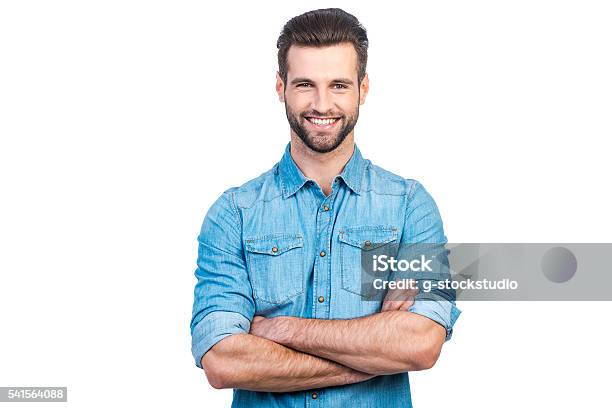 Casual Elegante - Fotografie stock e altre immagini di Uomini - Uomini, Braccia incrociate, Sfondo bianco