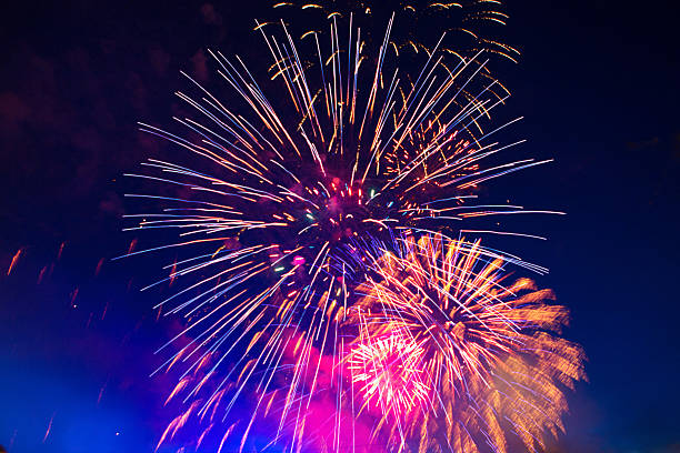 istock Fireworks of various colors bursting against a black 541564808