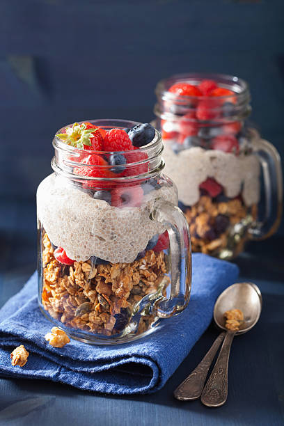 istock homemade granola and chia seed pudding with berry healthy breakf 541566000