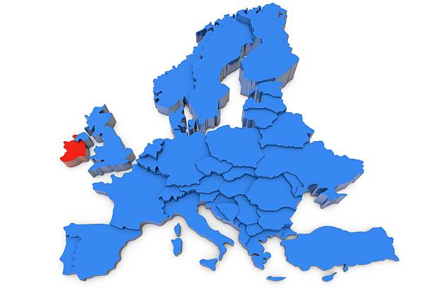 istock Europe map with Ireland in red 541567156
