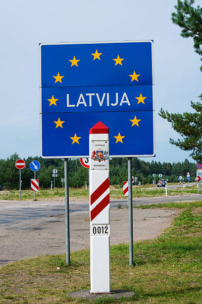 istock Latvian Border Post and Sign 541568842