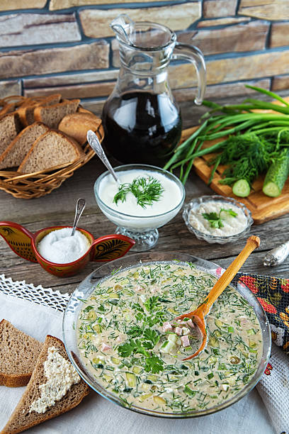 istock Traditional summer cold soup okroshka with kvass 541569012