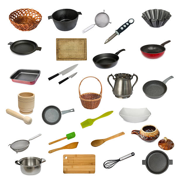 istock Collection set of kitchen utensil isolated on white background. 541571008