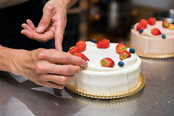 Strawberry cake on a table