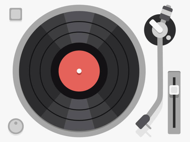 ilustraciones, imágenes clip art, dibujos animados e iconos de stock de tocadiscos de vinilo. ilustración de vectores planos - tocadisco