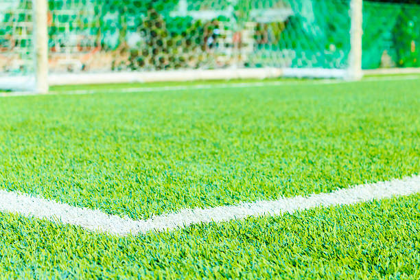 istock The football field line with artificial grass 541575120