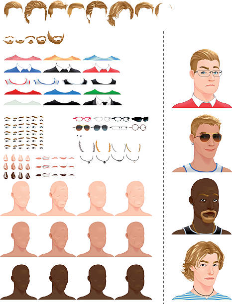 ilustraciones, imágenes clip art, dibujos animados e iconos de stock de avatars macho - men old human eye beard