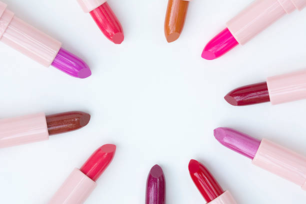 istock beautiful top view various colors of lipstick 541576588
