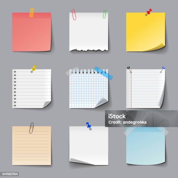 Post It Notes Icons Vector Set Stock Illustration - Download Image Now - Note Pad, Adhesive Note, Note - Message