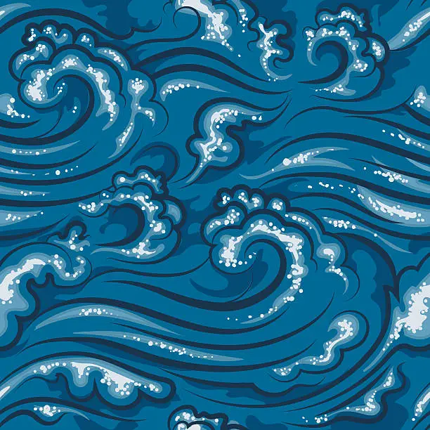 Vector illustration of Japanese oriental seamless pattern