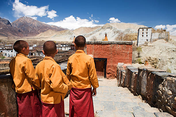 istock Three little Novice monks in Tibetan monastery, Upper Mustang 541585642