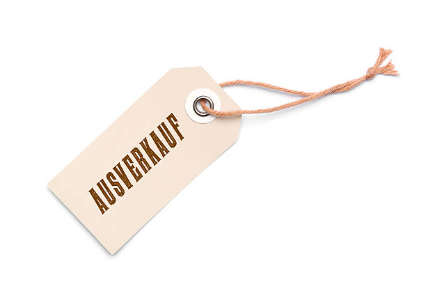 istock Brown carton label tag with German sales message 541587436