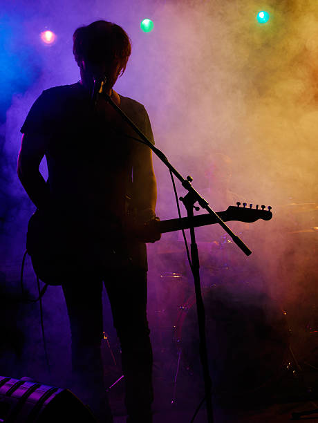 istock Silhouette of guitar player on stage. 541589608