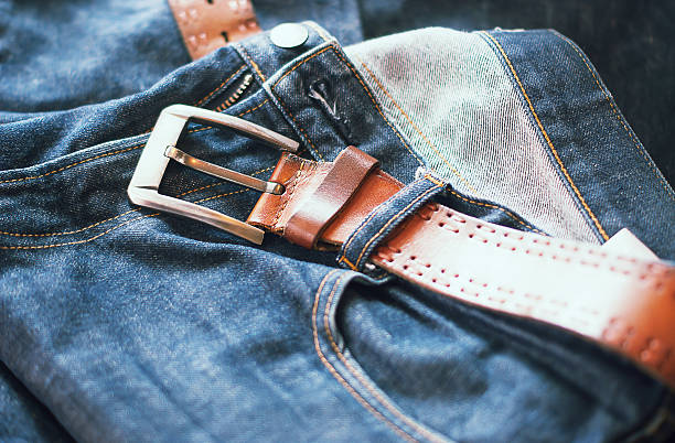 istock Close-up Jeans with Leather Belt 541591926