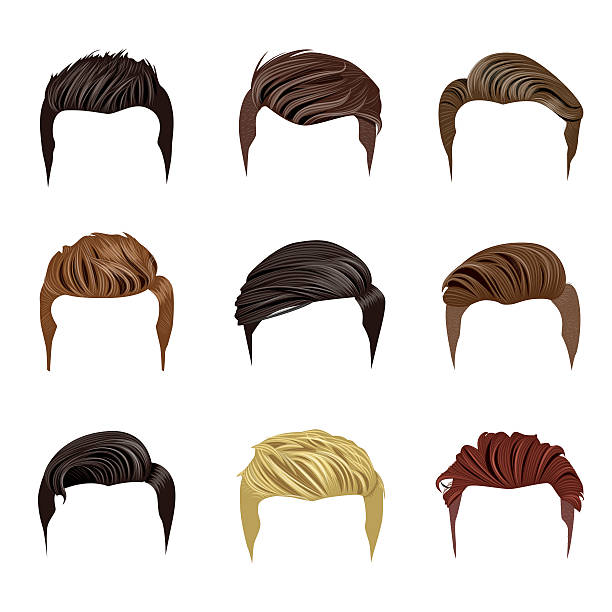 Set Of Mens Hairstyles Stock Illustration - Download Image Now - Slicked Back  Hair, Men, Pompadour - iStock