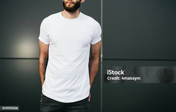 White Blank Tshirt With Space For Your Logo Stock Photo - Download Image Now - T-Shirt, White Color, White People