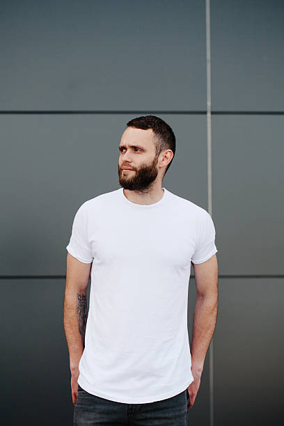 istock Hipster wearing white blank t-shirt with space for your logo 541592728