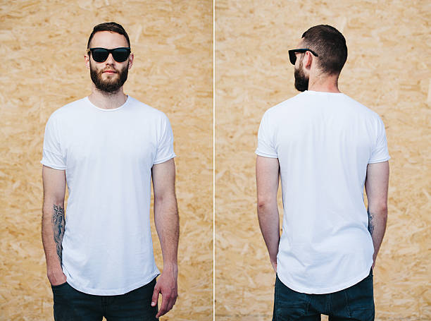 istock Hipster wearing white blank t-shirt with space for your logo 541593498