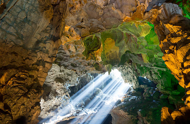 istock Sunbeam through ceiling hole in the cave Ha long Bay 541594282