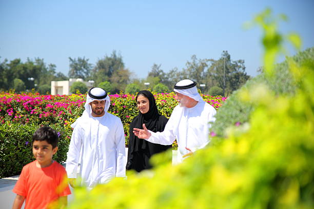Arab Emirati family outdoors in park