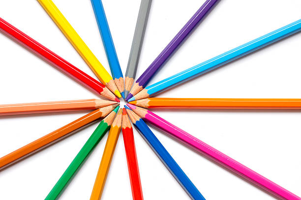 istock Color pencil placed as sun burst 541598402