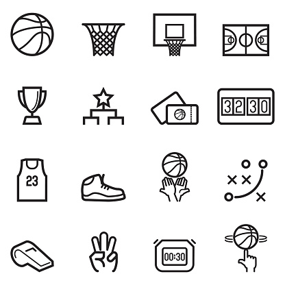 Basketball Thin Line Icons