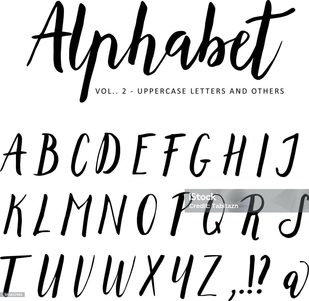Pincel Script Ilustración de Alfabeto Vectorial Dibujado A Mano Fuente De Pincel De ...