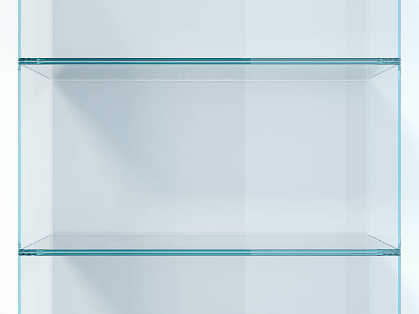 istock Green glass shelves. 3d rendering 541823170