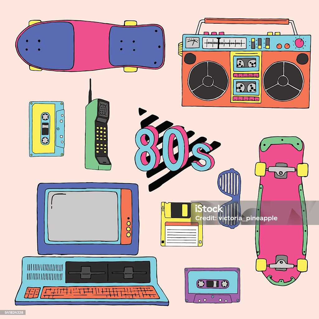 Vector 1980s 80s Vector Elements Collection Stock Illustration - Download Image Now ...