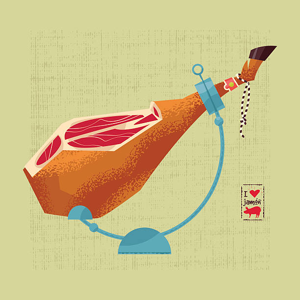 ilustraciones, imágenes clip art, dibujos animados e iconos de stock de españolas tradicionales alimentos. jamón. seco-jamón crudo de español. - serrano chilli pepper meat ham spain