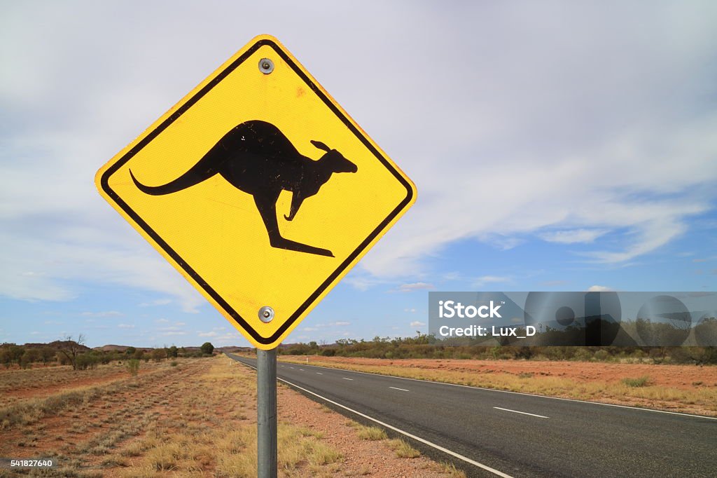 Australian kangaroo road sign Uluru Stock Photo