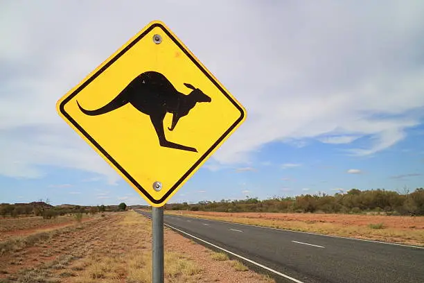 Australian kangaroo road sign