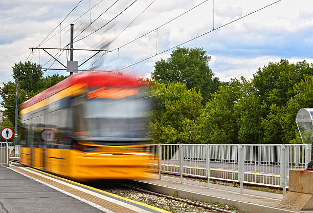 istock Streetcar entering the tram stop 541828006