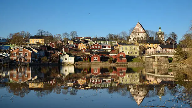 Historical center of Porvoo city in Finland.