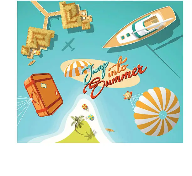 Vector illustration of Jump in summer